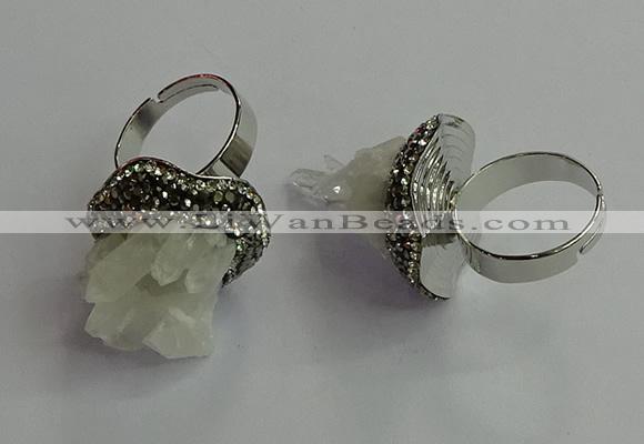 NGR2003 25mm flower druzy quartz rings wholesale