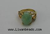 NGR2008 10*15mm faceted oval green aventurine gemstone rings