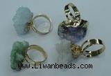 NGR21 18*25mm - 25*30mm nuggets plated druzy quartz rings