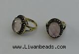 NGR2101 10*15mm faceted oval rose quartz gemstone rings