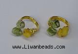 NGR212 5*8mm - 6*10mm freeform druzy agate & peridot rings wholesale