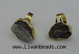 NGR2127 20*25mm - 25*35mm freeform plated druzy agate rings