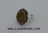 NGR2135 22*28mm - 22*30mm flower plated druzy agate rings