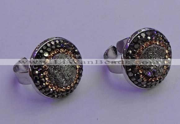 NGR2137 20mm - 22mm coin plated druzy agate gemstone rings