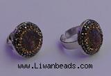 NGR2141 20mm - 22mm coin plated druzy agate gemstone rings