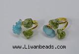 NGR215 5*8mm - 6*10mm freeform druzy agate & peridot rings wholesale