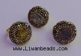 NGR2150 20mm - 22mm coin plated druzy agate gemstone rings