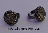 NGR2153 20mm - 22mm coin plated druzy agate gemstone rings