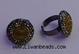 NGR2156 20mm - 22mm coin plated druzy agate gemstone rings