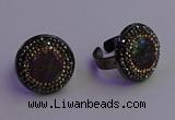 NGR2158 20mm - 22mm coin plated druzy agate gemstone rings