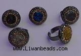 NGR2160 20mm - 22mm coin plated druzy agate gemstone rings