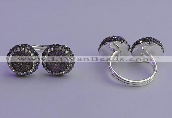 NGR2177 12mm - 14mm coin plated druzy agate rings wholesale