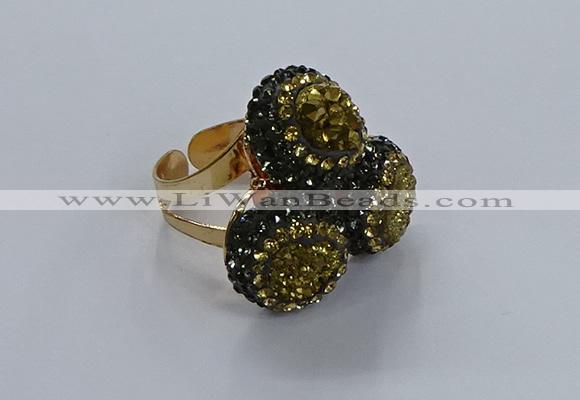 NGR293 14mm - 16mm coin plated druzy agate gemstone rings