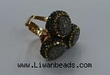 NGR294 14mm - 16mm coin plated druzy agate gemstone rings