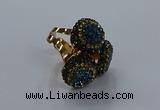 NGR297 14mm - 16mm coin plated druzy agate gemstone rings