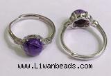 NGR3001 925 sterling silver with 8mm flat  round charoite rings