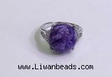 NGR3010 925 sterling silver with 14mm flat  round charoite rings