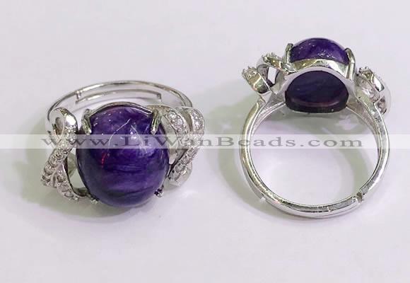 NGR3039 925 sterling silver with 12*14mm oval charoite rings