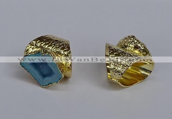 NGR376 15*20mm - 20*25mm freeform druzy agate rings wholesale