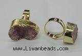 NGR53 18*25mm - 20*30mm freeform plated druzy agate rings