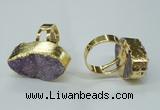 NGR54 18*25mm - 20*30mm freeform plated druzy agate rings