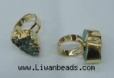 NGR55 18*25mm - 20*30mm freeform plated druzy agate rings