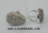 NGR60 25*30mm - 30*40mm freeform plated druzy agate rings