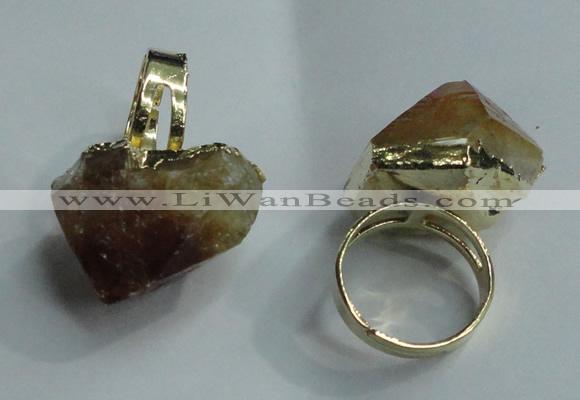 NGR80 15*20mm - 20*30mm faceted nuggets citrine gemstone rings