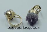 NGR85 12*16mm - 18*20mm freeform druzy amethyst gemstone rings