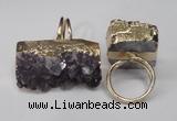 NGR90 22*30mm - 20*40mm freeform druzy amethyst gemstone rings