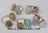 NGR92 15*20mm - 18*25mm freeform plated agate druzy rings