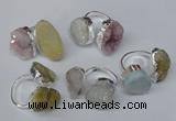 NGR93 15*20mm - 18*25mm freeform plated agate druzy rings