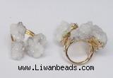 NGR95 15*20mm - 20*25mm nuggets plated druzy quartz rings