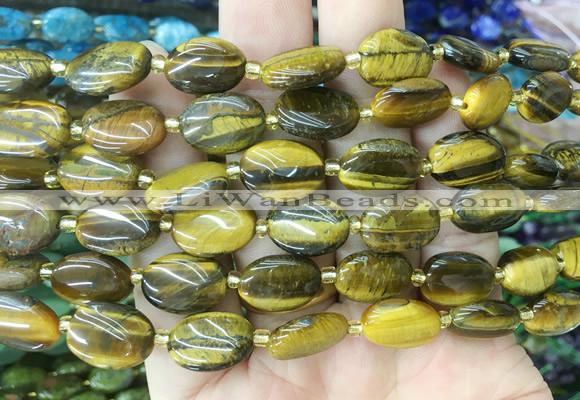 OVBS21 15 inches 10*14mm oval yellow tiger eye gemstone beads wholesale