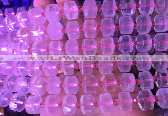 RBBS12 15 inches 8*12mm faceted wheel rose quartz gemstone beads