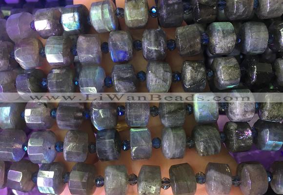 RBBS16 15 inches 8*12mm faceted wheel labradorite gemstone beads