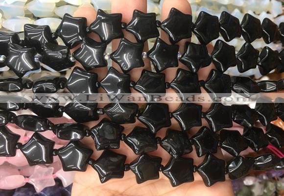 RGBS10 15 inches 16mm star black agate gemstone beads wholesale