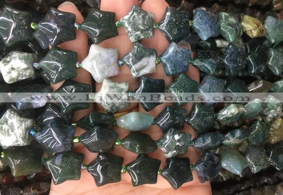 RGBS32 15 inches 16mm star moss agate gemstone beads wholesale