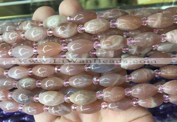 RIBS09 15 inches 8*13mm rice moonstone gemstone beads wholesale