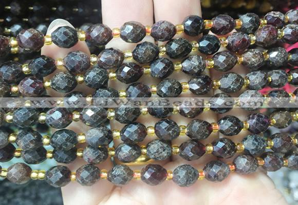 RIBS32 15 inches 6*8mm faceted rice red garnet gemstone beads