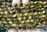 RIBS34 15 inches 6*8mm faceted rice yellow tiger eye gemstone beads