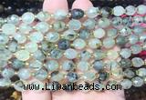 RIBS37 15 inches 6*8mm faceted rice prehnite gemstone beads