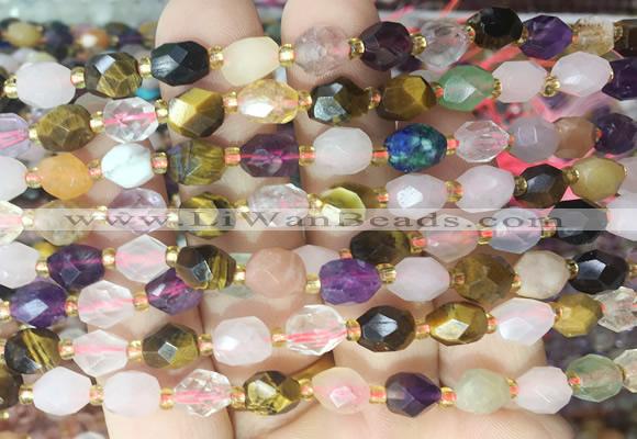 RIBS40 15 inches 6*8mm faceted rice colorful gemstone beads