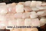 SRBS01 15 inches 20mm square rose quartz gemstone beads wholesale