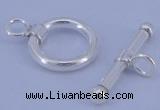 SSC06 5pcs 10mm donut 925 sterling silver toggle clasps