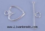 SSC28 5pcs 11*14mm heart 925 sterling silver toggle clasps