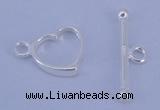 SSC30 5pcs 10*13.5mm heart 925 sterling silver toggle clasps