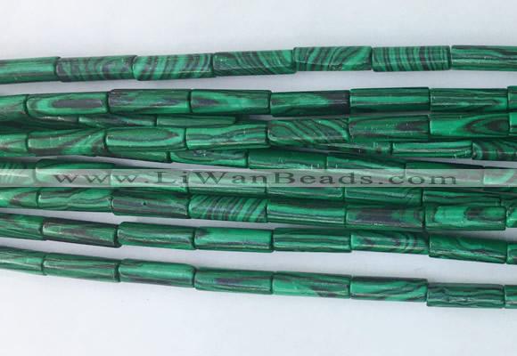 TBBS10 15 inches 4*13mm tube synthetic malachite gemstone beads