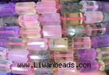 TBBS108 15 inches 10*14mm faceted tube multicolor quartz gemstone beads