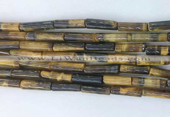 TBBS31 15 inches 4*13mm tube yellow tiger eye gemstone beads